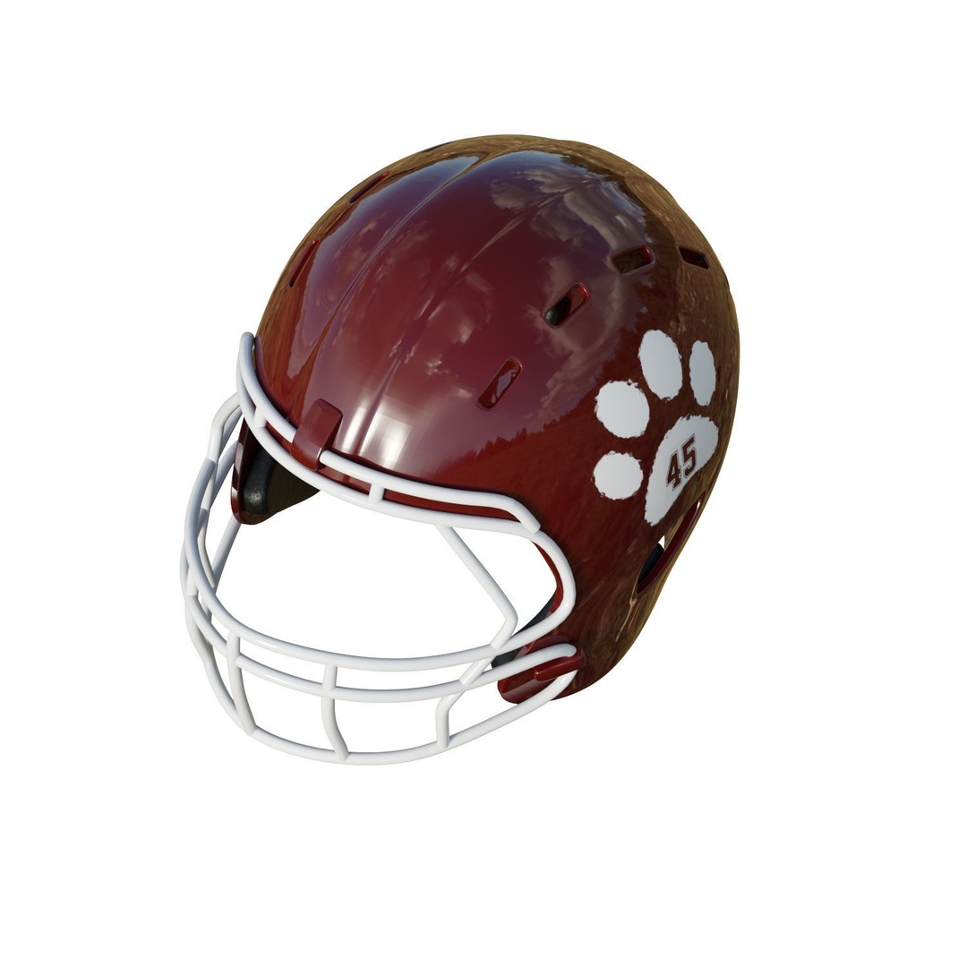 American Football Helmet 3D Model – Low Poly Game Asset, FBX, PBR - View 11