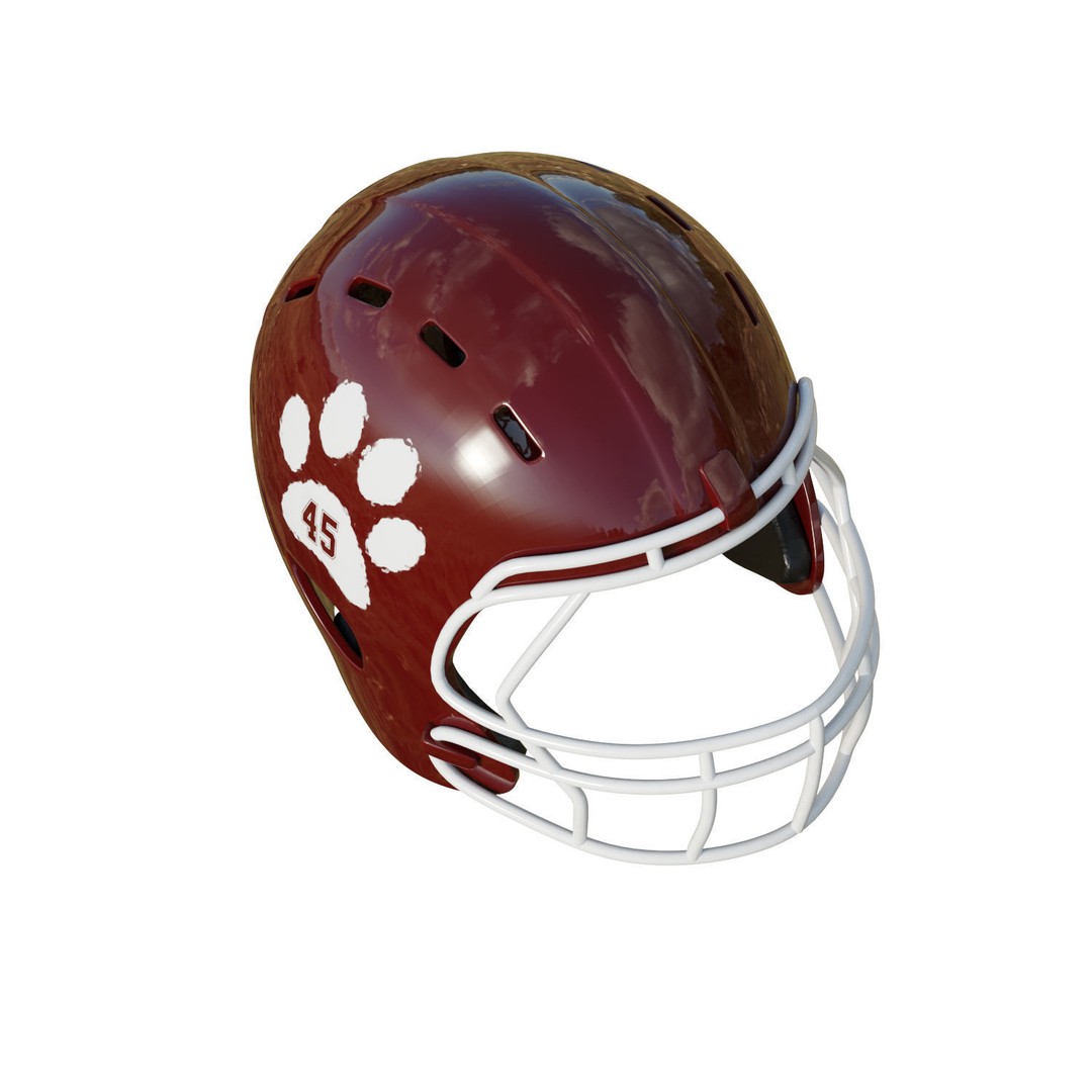 American Football Helmet 3D Model – Low Poly Game Asset, FBX, PBR - View 14