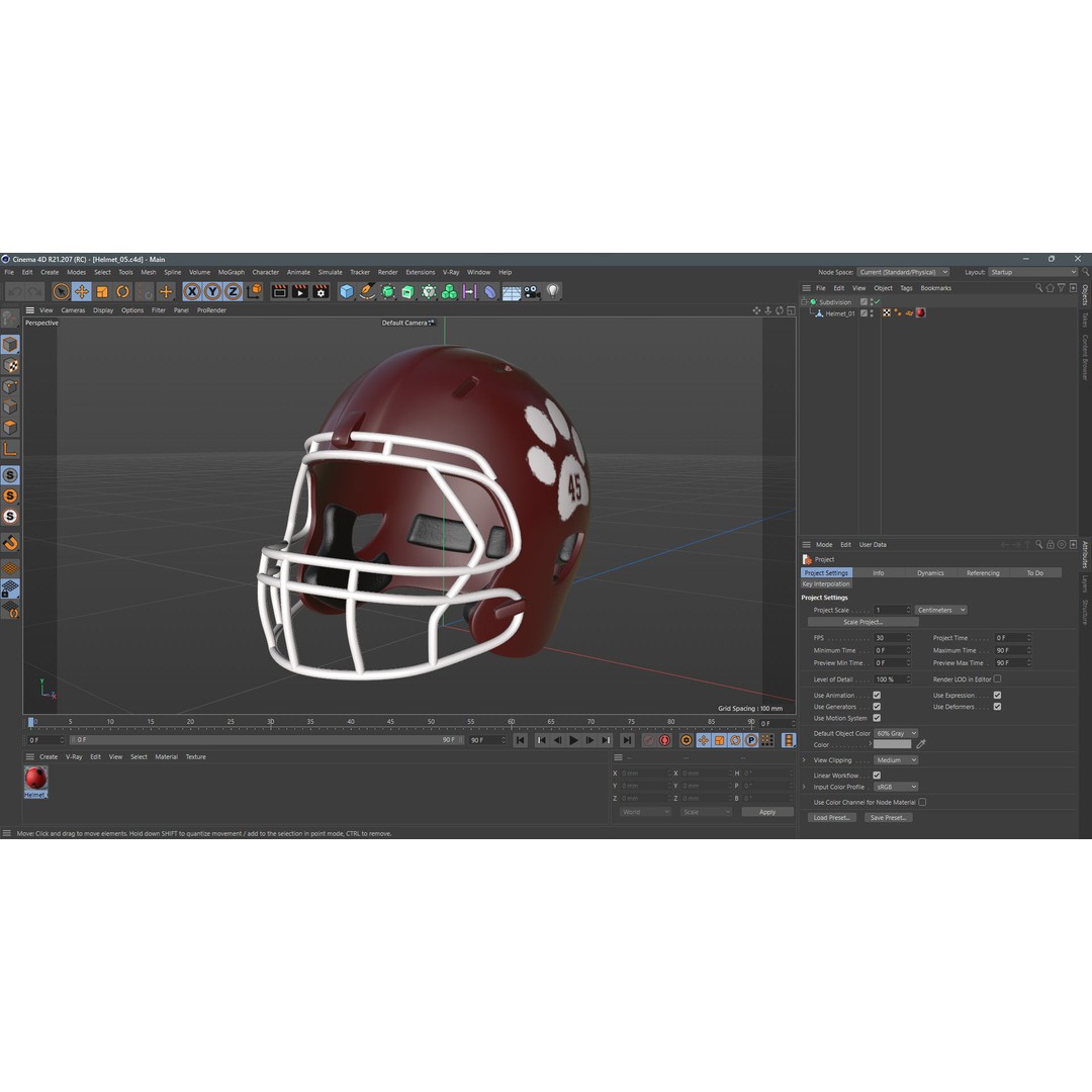 American Football Helmet 3D Model – Low Poly Game Asset, FBX, PBR - View 16