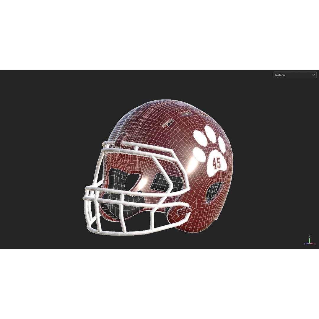 American Football Helmet 3D Model – Low Poly Game Asset, FBX, PBR - View 19