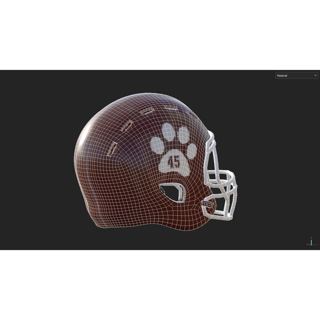American Football Helmet 3D Model – Low Poly Game Asset, FBX, PBR - View 20