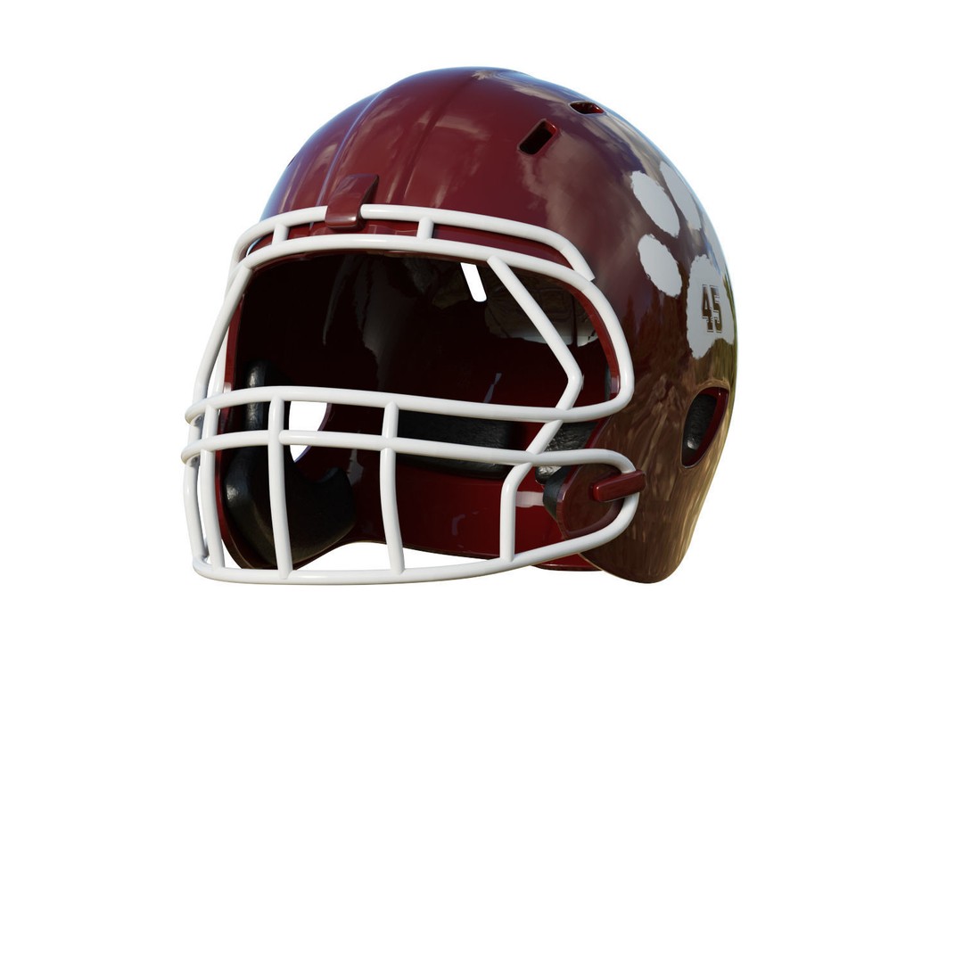 American Football Helmet 3D Model – Low Poly Game Asset, FBX, PBR - View 3