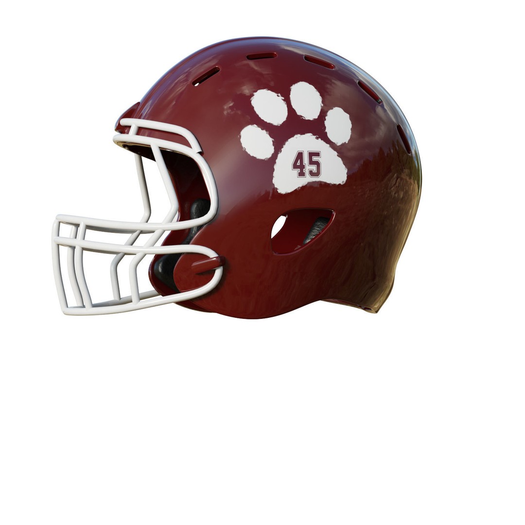 American Football Helmet 3D Model – Low Poly Game Asset, FBX, PBR - View 4