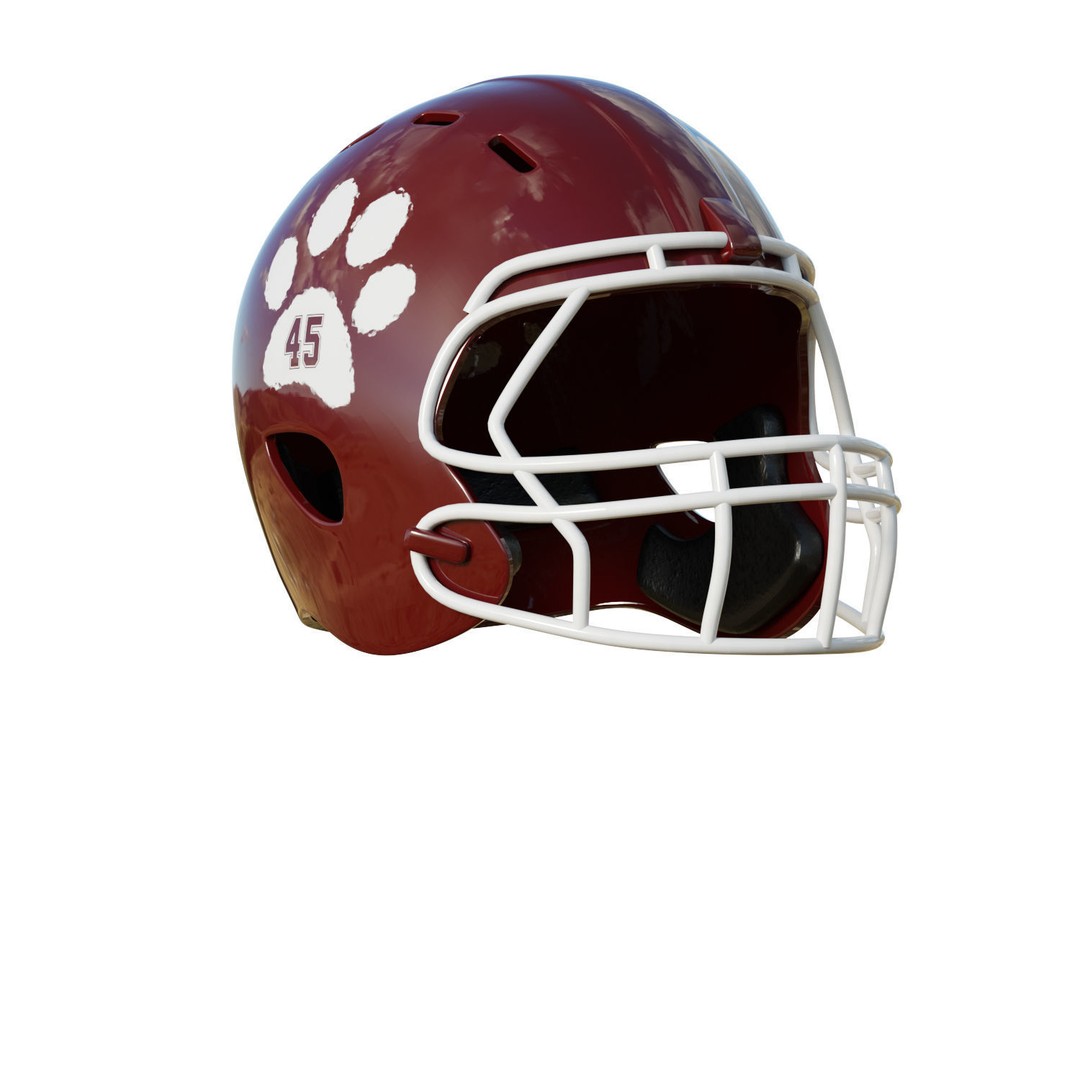 American Football Helmet 3D Model – Low Poly Game Asset, FBX, PBR - View 9