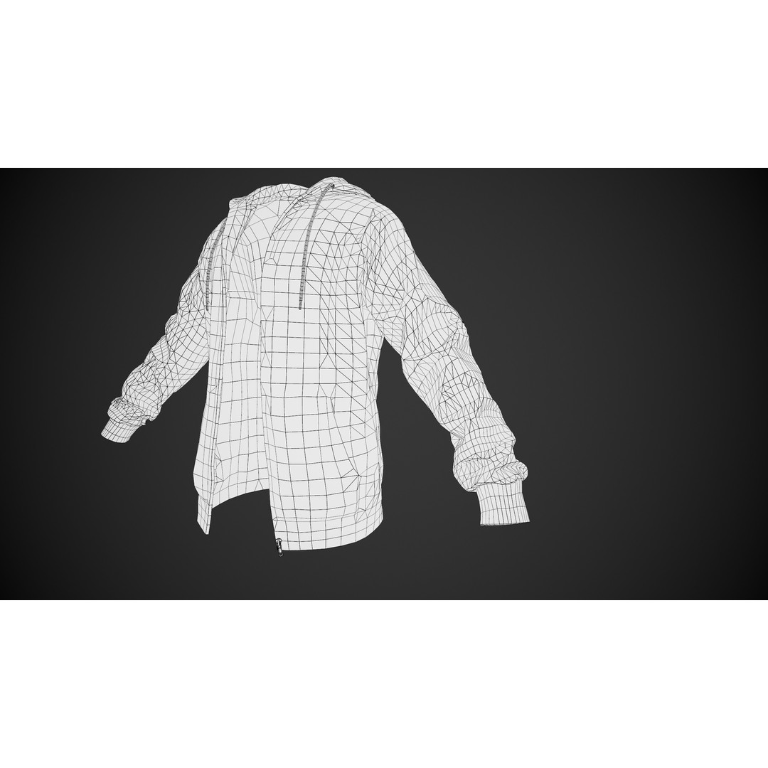 White Open Hoodie 3D Model – Low Poly PBR Clothing for Games - View 13