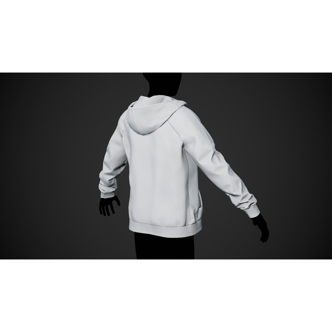 White Open Hoodie 3D Model – Low Poly PBR Clothing for Games - View 5