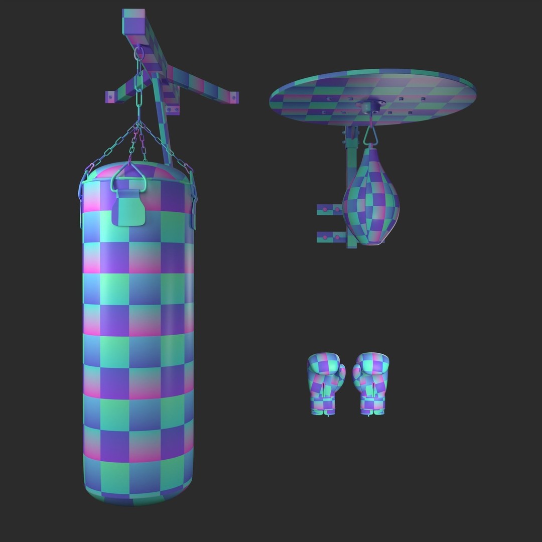 Boxing Gloves 3D Model – Low Poly Game Asset, FBX, OBJ, PBR - View 10