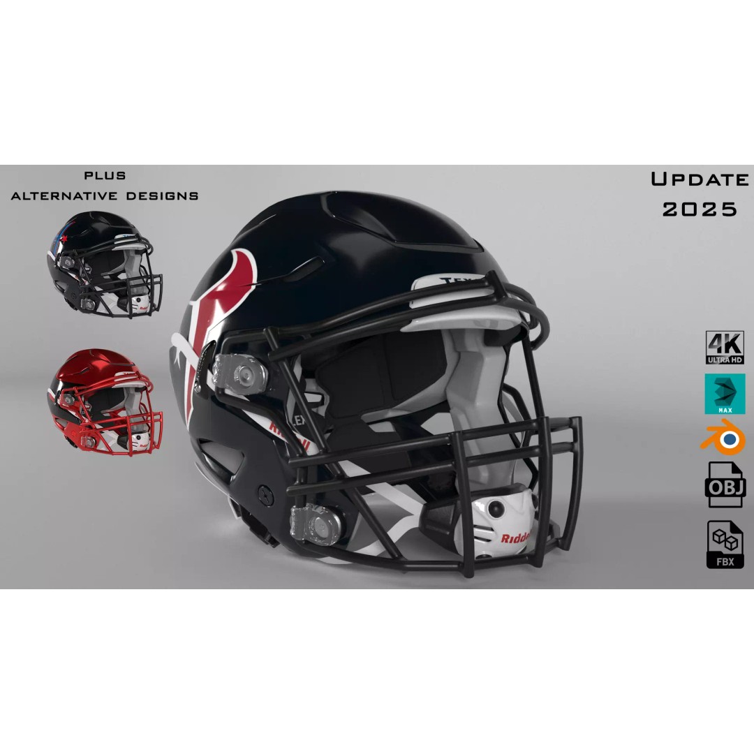 HOUSTON TEXANS Helmet 3D Model – PBR Game-Ready Asset, FBX, OBJ - View 2