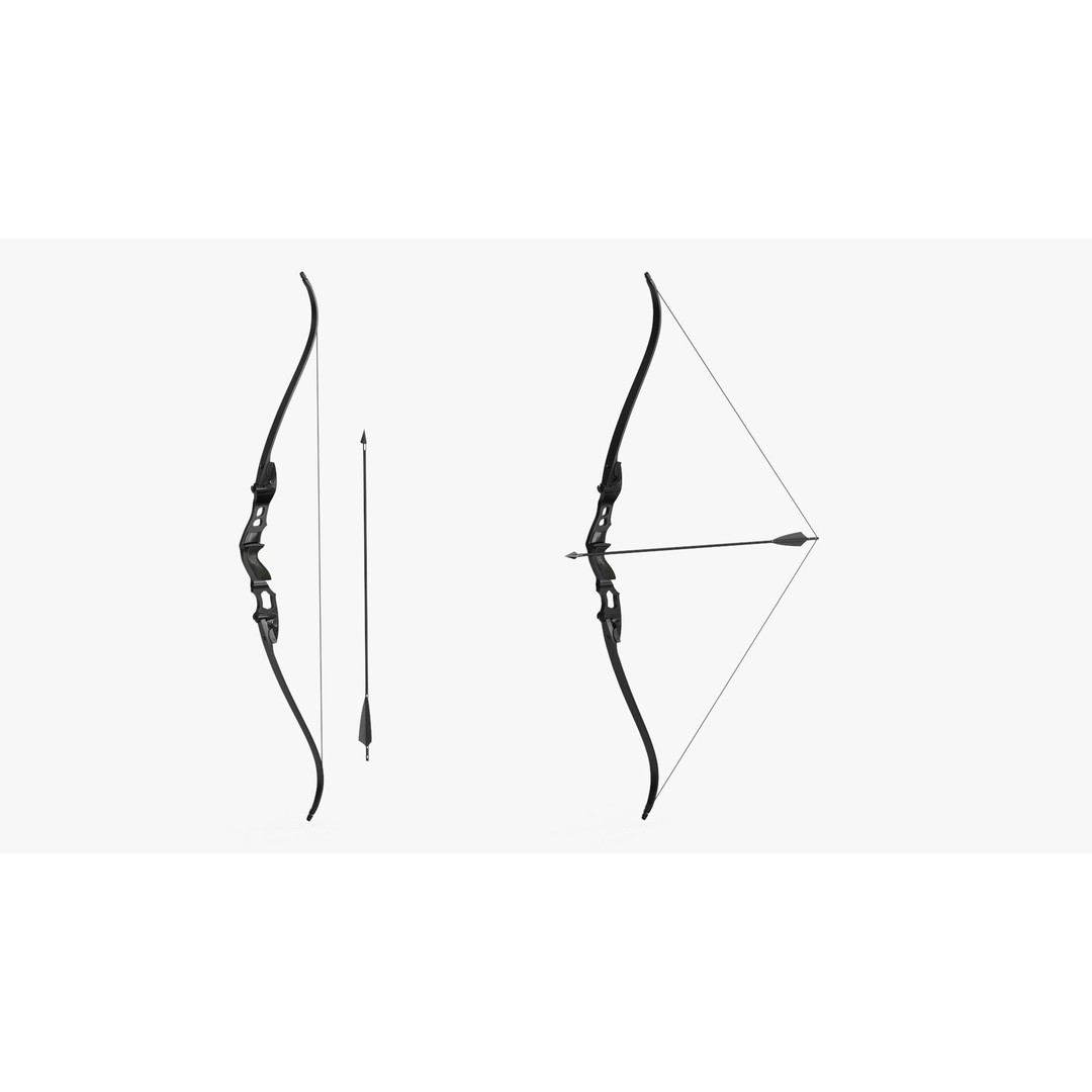 Recurve Bow 3D Model – Low Poly Game Asset, PBR Textures, FBX - View 10