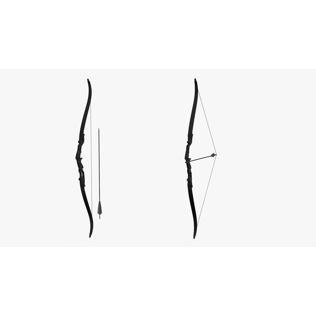 Recurve Bow 3D Model – Low Poly Game Asset, PBR Textures, FBX - View 11