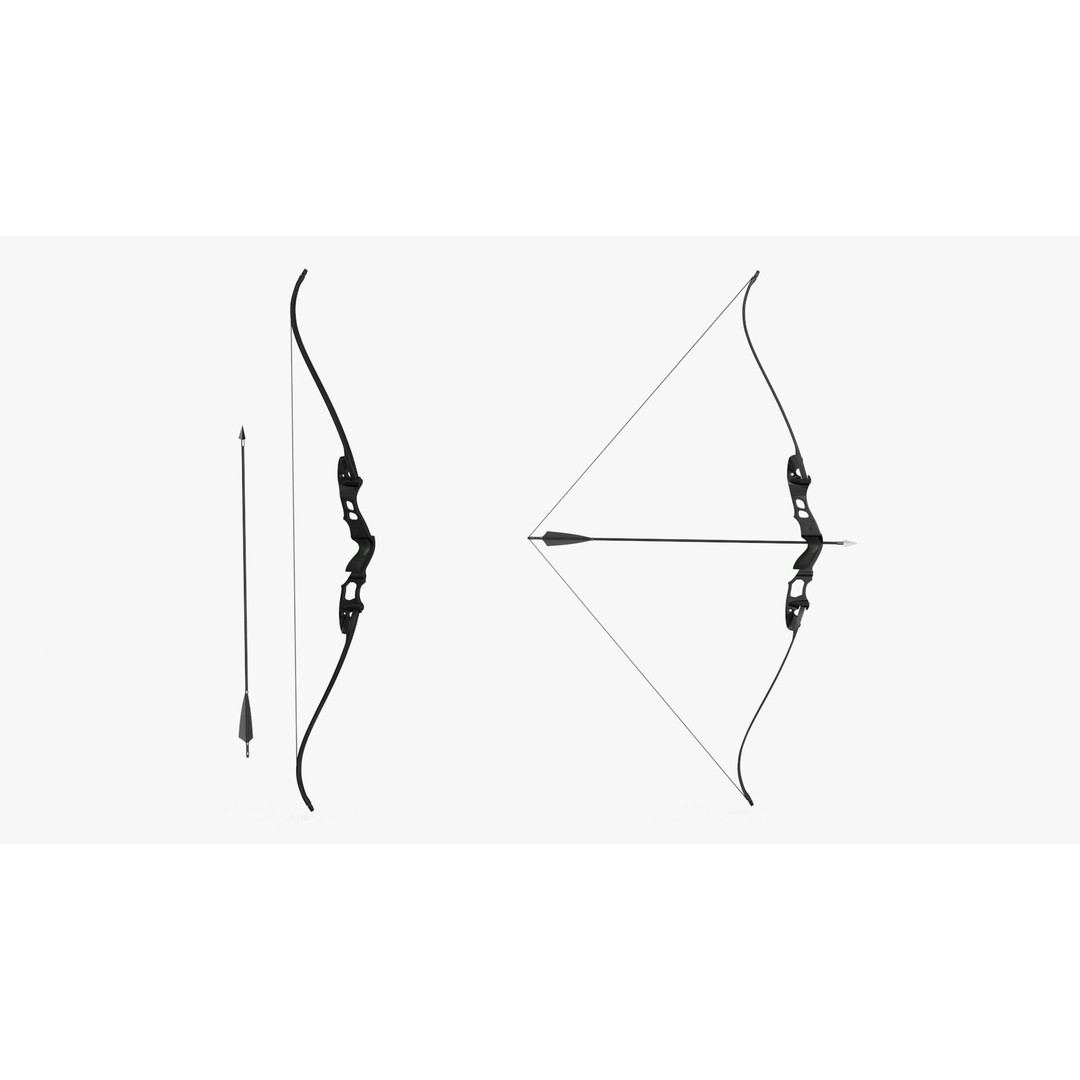Recurve Bow 3D Model – Low Poly Game Asset, PBR Textures, FBX - View 14