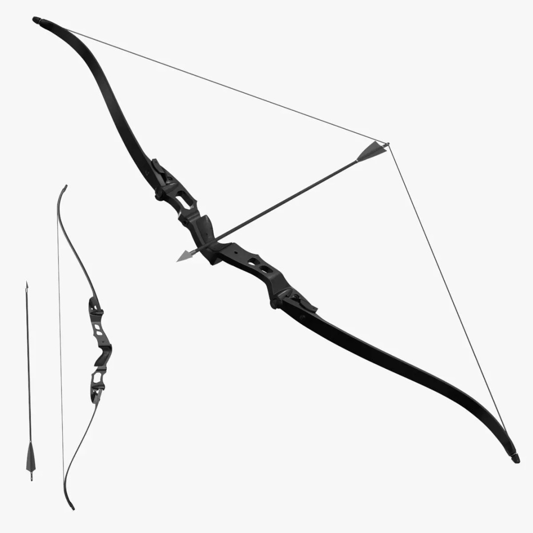 Recurve Bow 3D Model – Low Poly Game Asset, PBR Textures, FBX - View 2