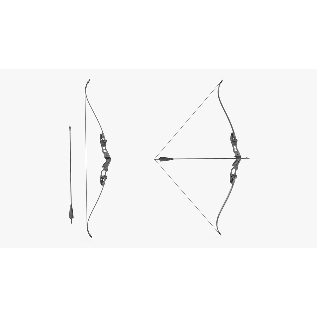 Recurve Bow 3D Model – Low Poly Game Asset, PBR Textures, FBX - View 21