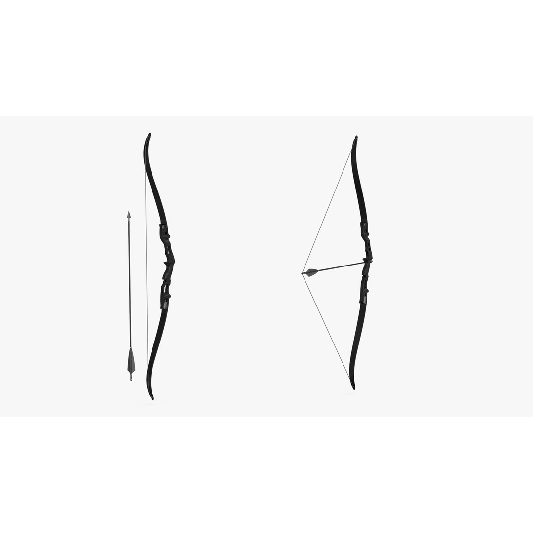 Recurve Bow 3D Model – Low Poly Game Asset, PBR Textures, FBX - View 5