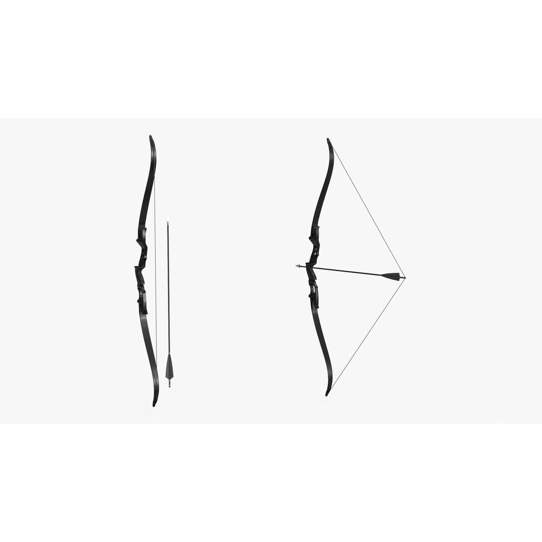 Recurve Bow 3D Model – Low Poly Game Asset, PBR Textures, FBX - View 7