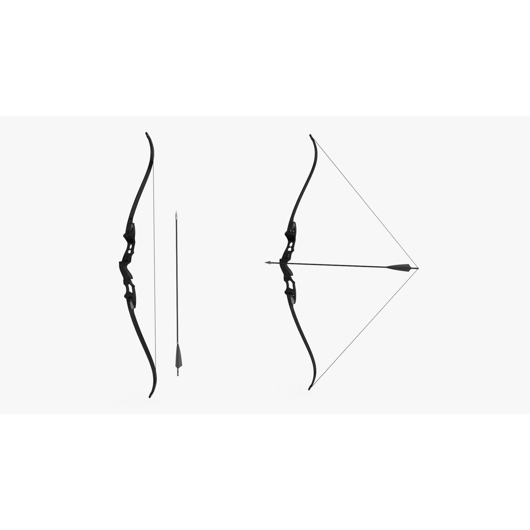 Recurve Bow 3D Model – Low Poly Game Asset, PBR Textures, FBX - View 8