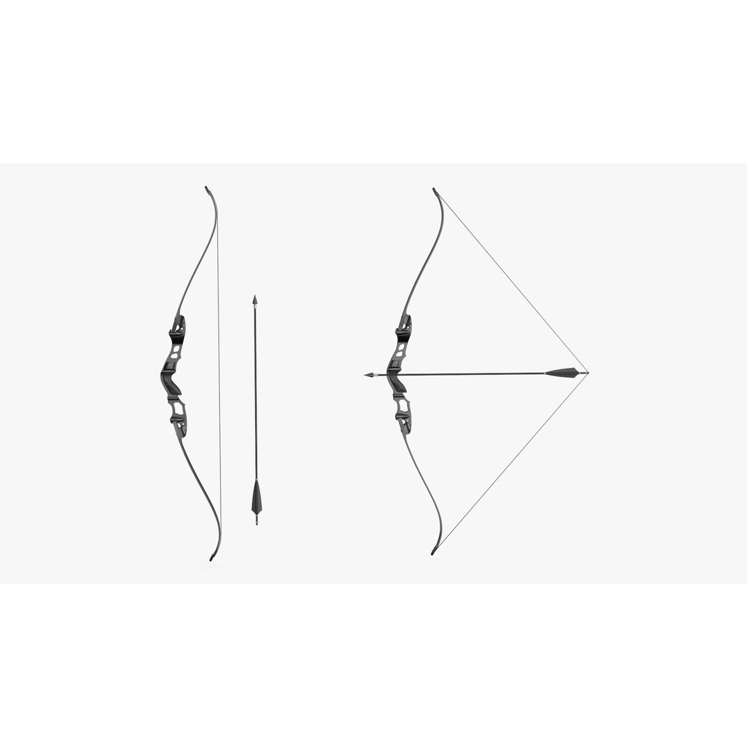 Recurve Bow 3D Model – Low Poly Game Asset, PBR Textures, FBX - View 9