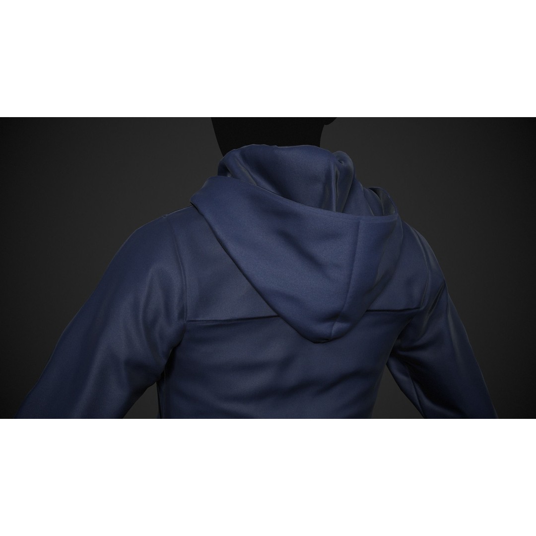Blue Snowboard Hoodie 3D Model – Low Poly PBR Game Asset, FBX, OBJ - View 10
