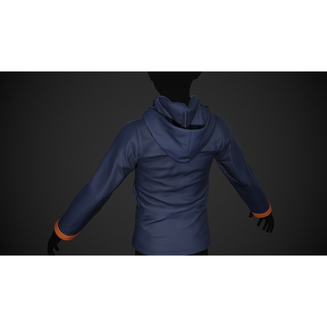 Blue Snowboard Hoodie 3D Model – Low Poly PBR Game Asset, FBX, OBJ - View 11