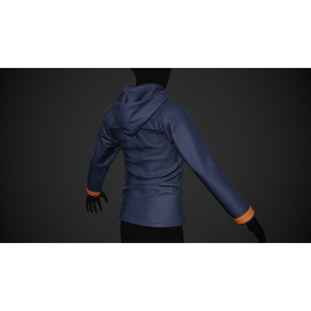 Blue Snowboard Hoodie 3D Model – Low Poly PBR Game Asset, FBX, OBJ - View 4