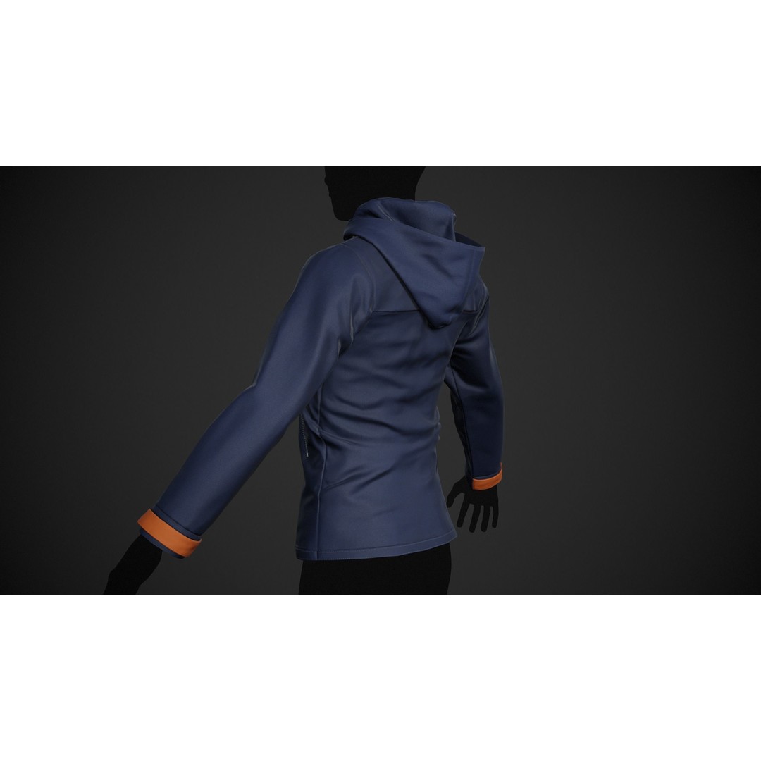 Blue Snowboard Hoodie 3D Model – Low Poly PBR Game Asset, FBX, OBJ - View 5