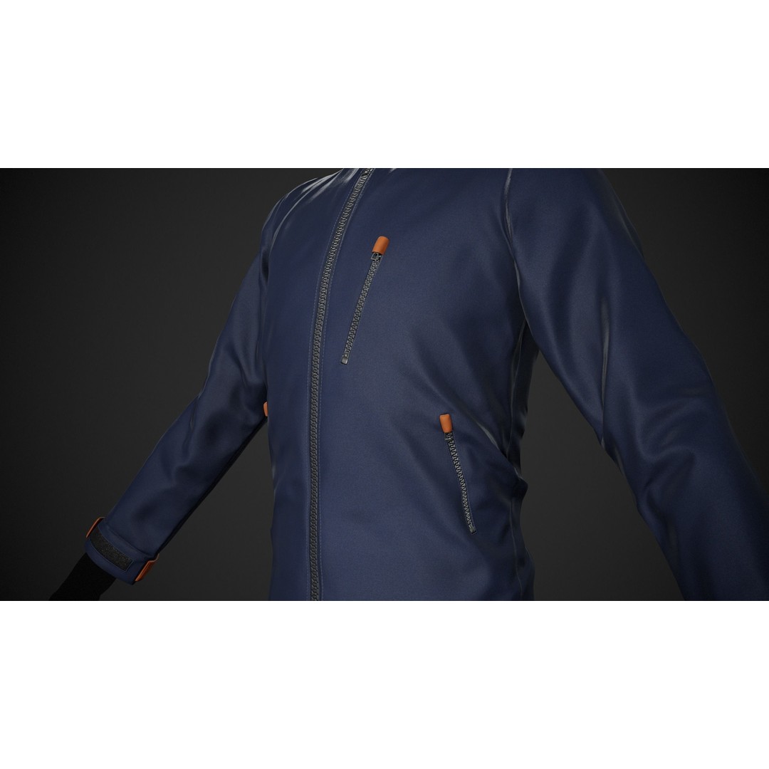 Blue Snowboard Hoodie 3D Model – Low Poly PBR Game Asset, FBX, OBJ - View 6
