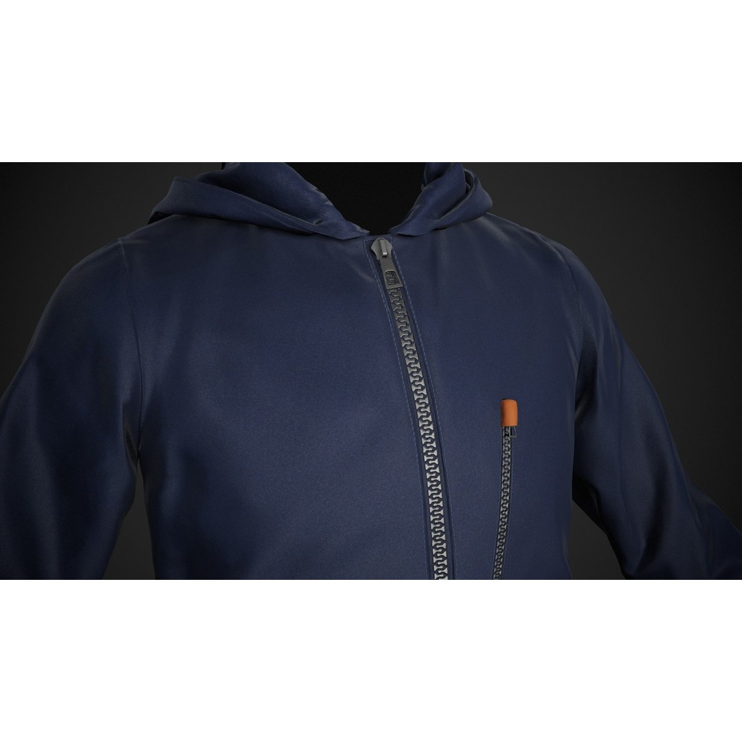 Blue Snowboard Hoodie 3D Model – Low Poly PBR Game Asset, FBX, OBJ - View 7