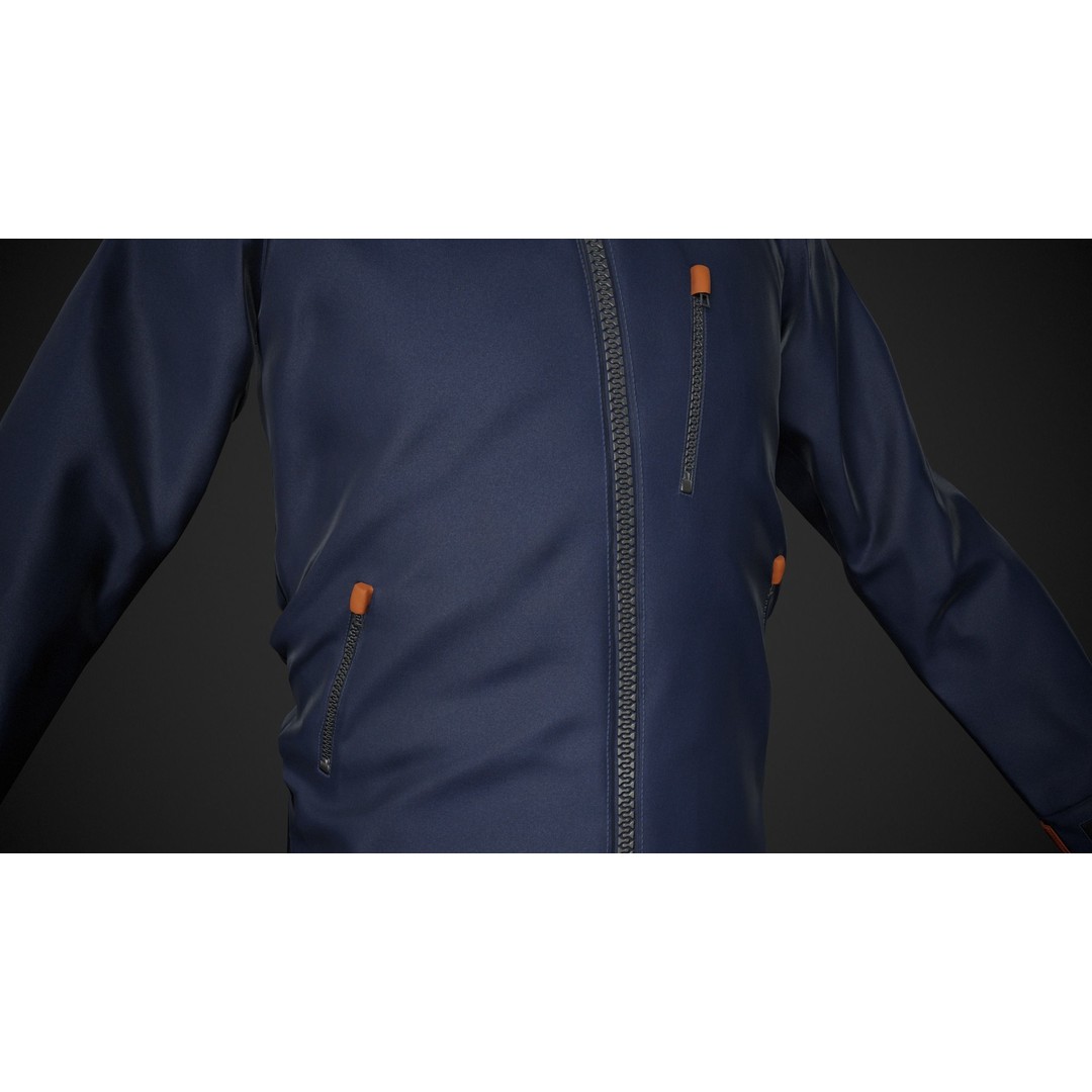 Blue Snowboard Hoodie 3D Model – Low Poly PBR Game Asset, FBX, OBJ - View 8
