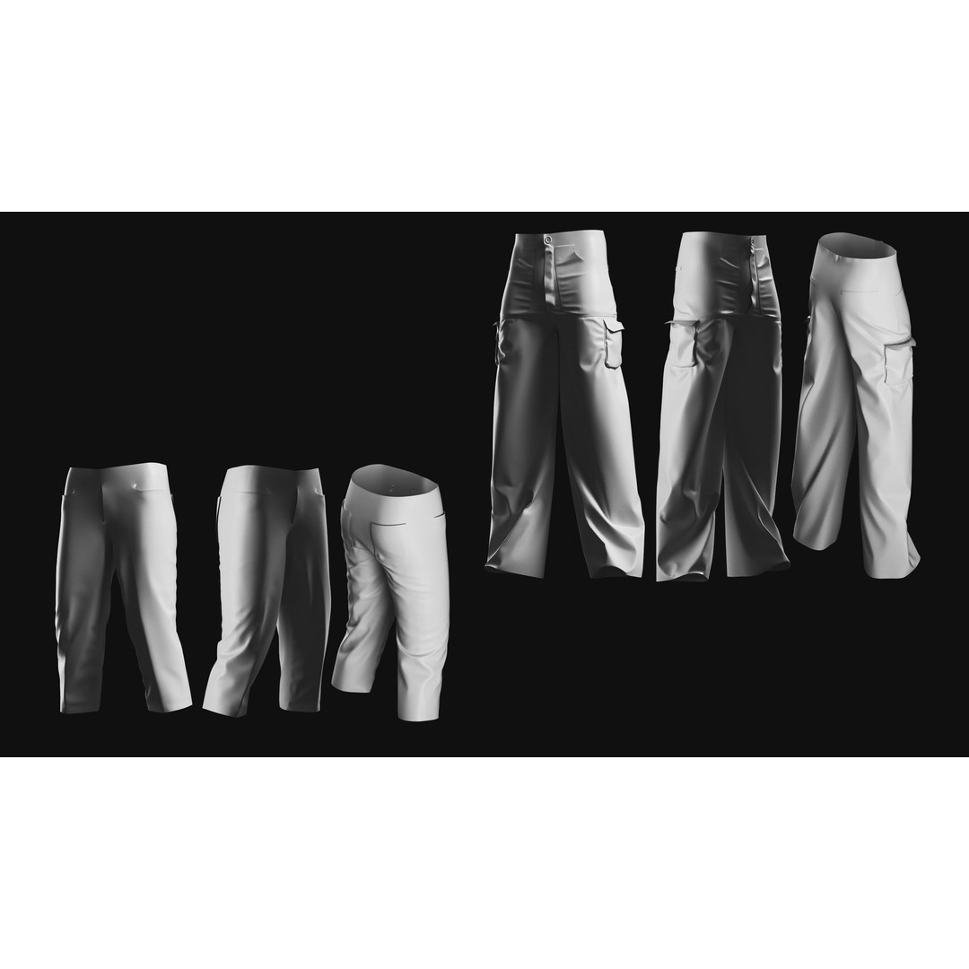 Basemesh Pants 3D Model – High Poly Clothing Collection, FBX, OBJ - View 12