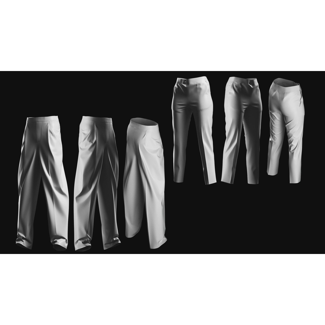 Basemesh Pants 3D Model – High Poly Clothing Collection, FBX, OBJ - View 14