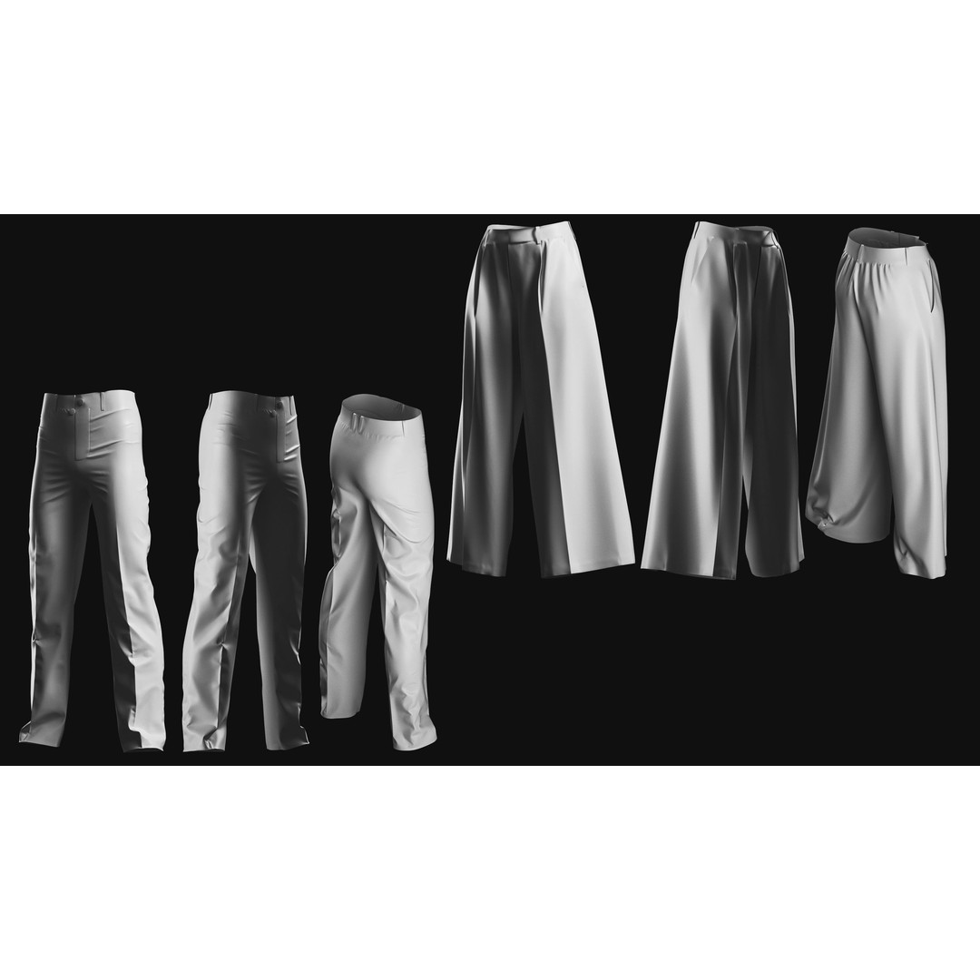 Basemesh Pants 3D Model – High Poly Clothing Collection, FBX, OBJ - View 17