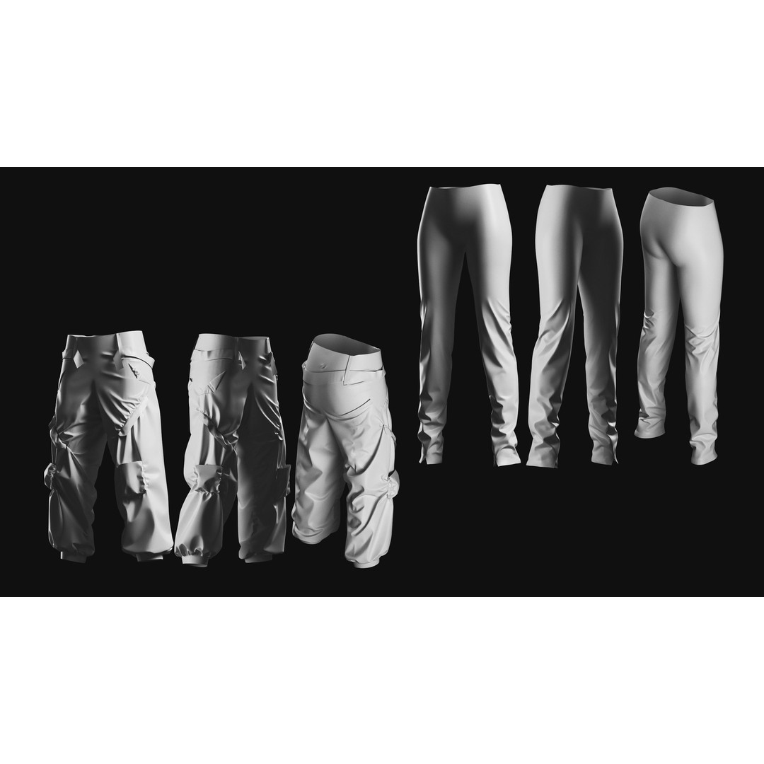 Basemesh Pants 3D Model – High Poly Clothing Collection, FBX, OBJ - View 18