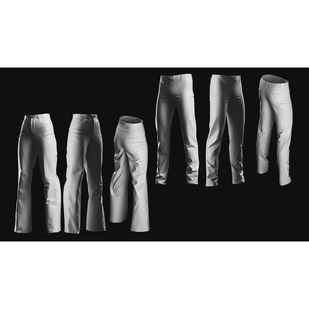 Basemesh Pants 3D Model – High Poly Clothing Collection, FBX, OBJ - View 19
