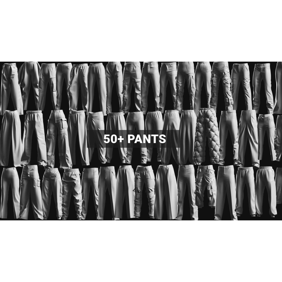Basemesh Pants 3D Model – High Poly Clothing Collection, FBX, OBJ - View 2