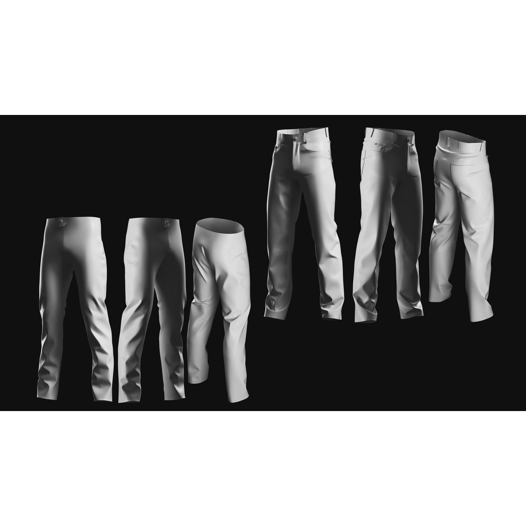 Basemesh Pants 3D Model – High Poly Clothing Collection, FBX, OBJ - View 20