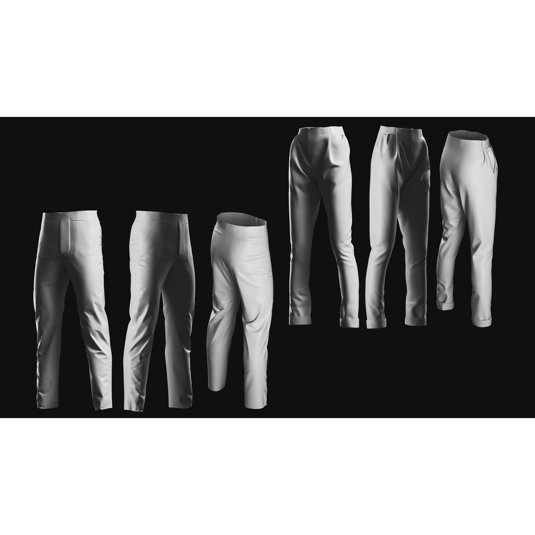 Basemesh Pants 3D Model – High Poly Clothing Collection, FBX, OBJ - View 21
