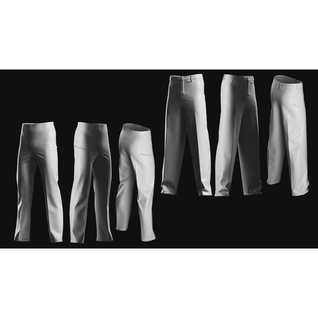 Basemesh Pants 3D Model – High Poly Clothing Collection, FBX, OBJ - View 28