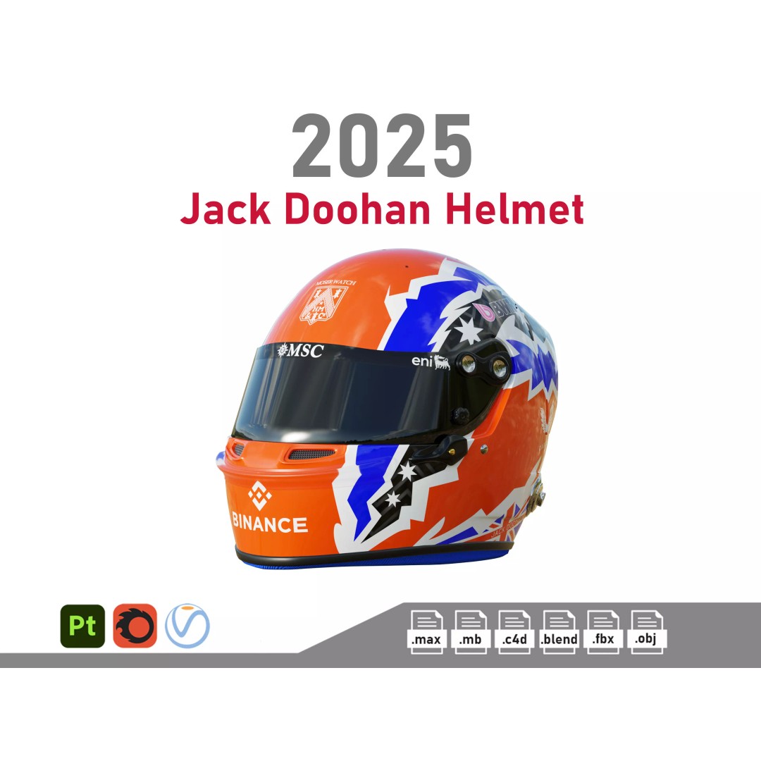 Jack Doohan Helmet 2025 3D Model – High Detail PBR Asset, FBX, OBJ, Blender - View 2