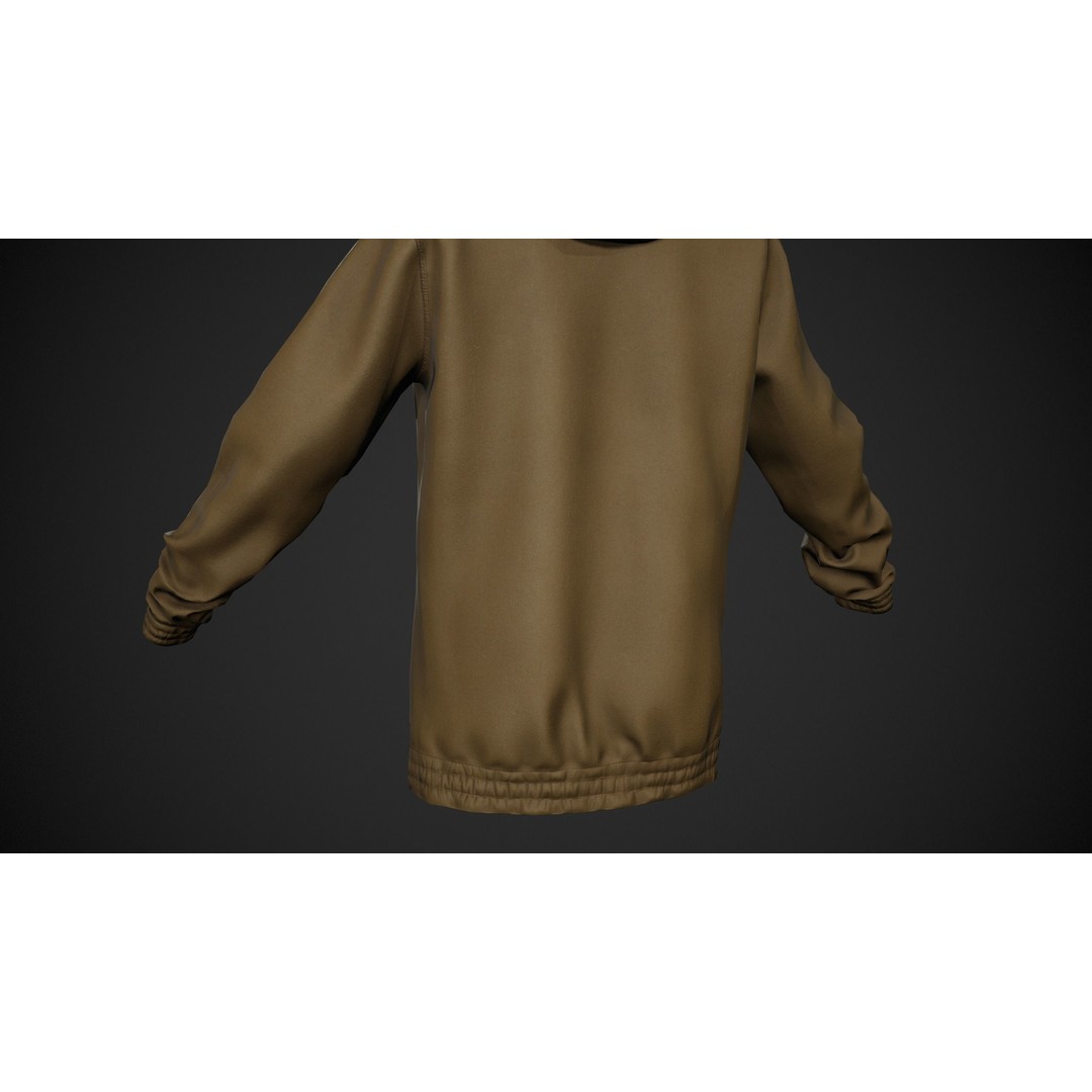 Brown Snowboard Hoodie 3D Model – Low Poly PBR Game Asset, FBX - View 10