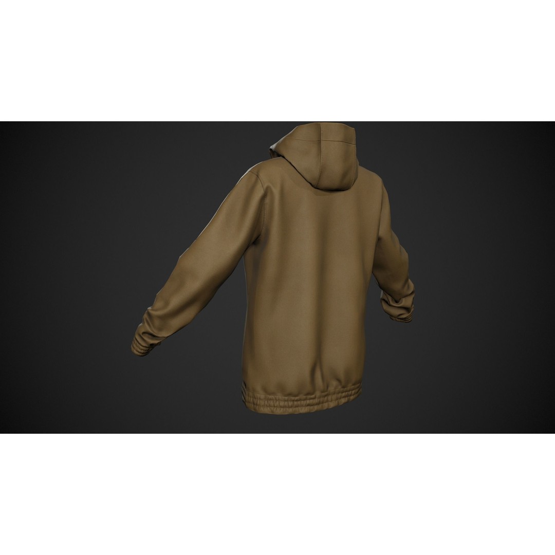 Brown Snowboard Hoodie 3D Model – Low Poly PBR Game Asset, FBX - View 5
