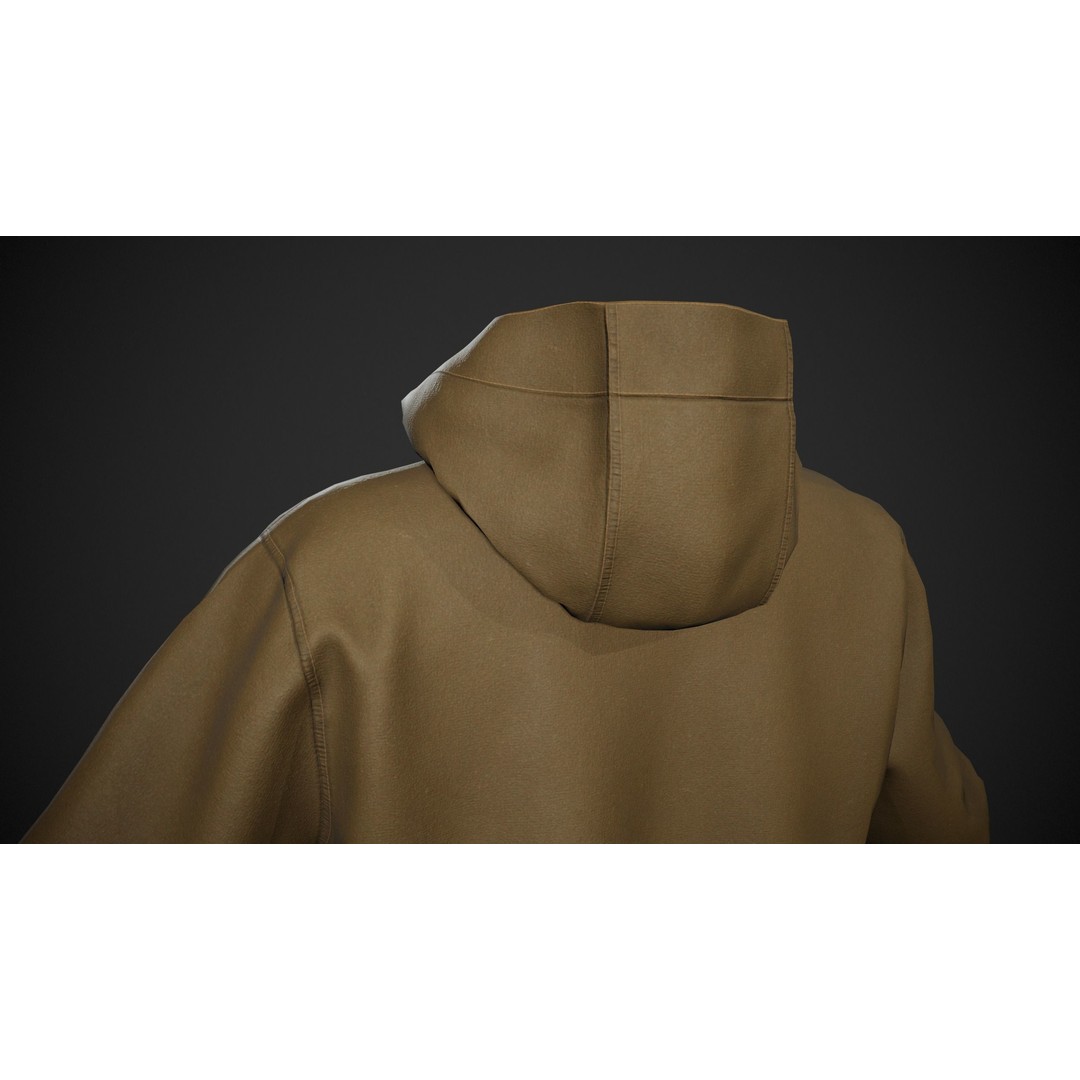 Brown Snowboard Hoodie 3D Model – Low Poly PBR Game Asset, FBX - View 6