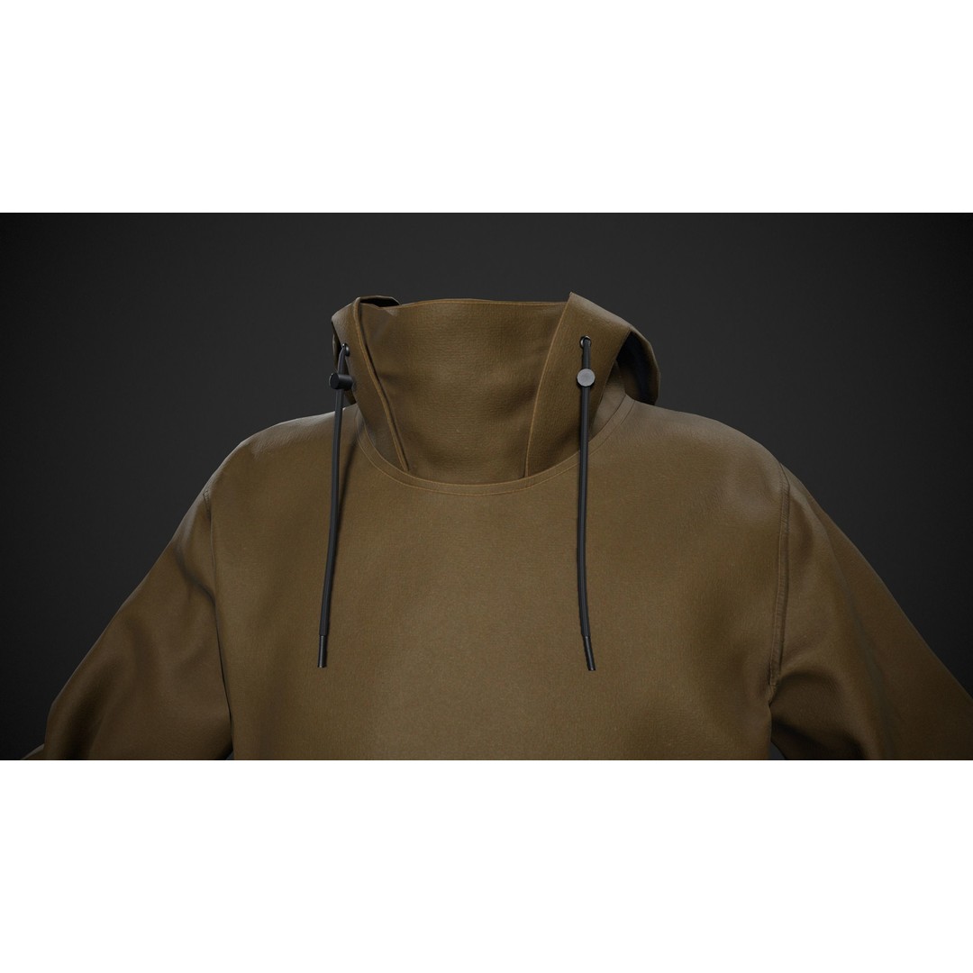 Brown Snowboard Hoodie 3D Model – Low Poly PBR Game Asset, FBX - View 7