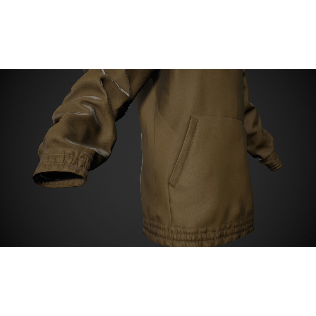 Brown Snowboard Hoodie 3D Model – Low Poly PBR Game Asset, FBX - View 8