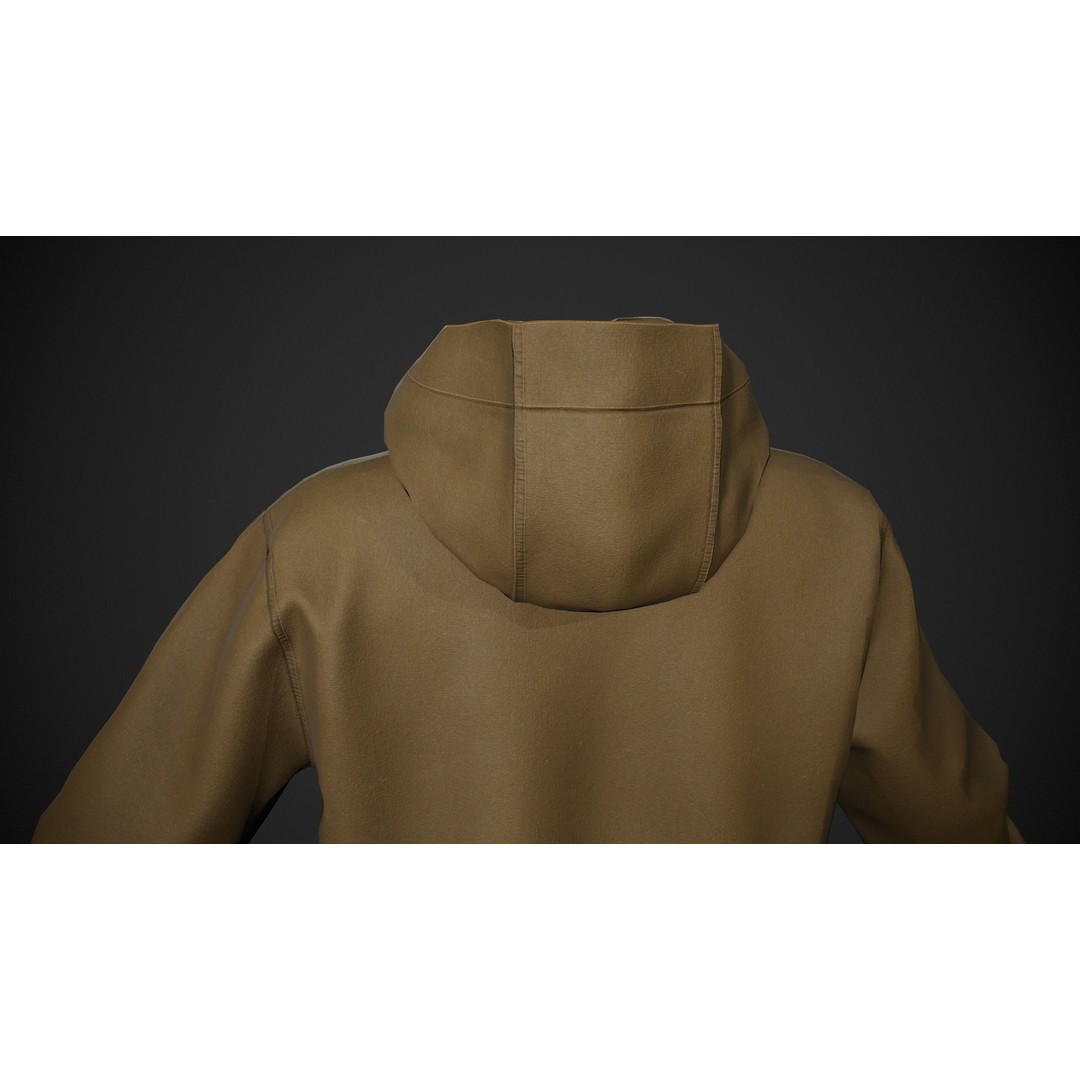 Brown Snowboard Hoodie 3D Model – Low Poly PBR Game Asset, FBX - View 9