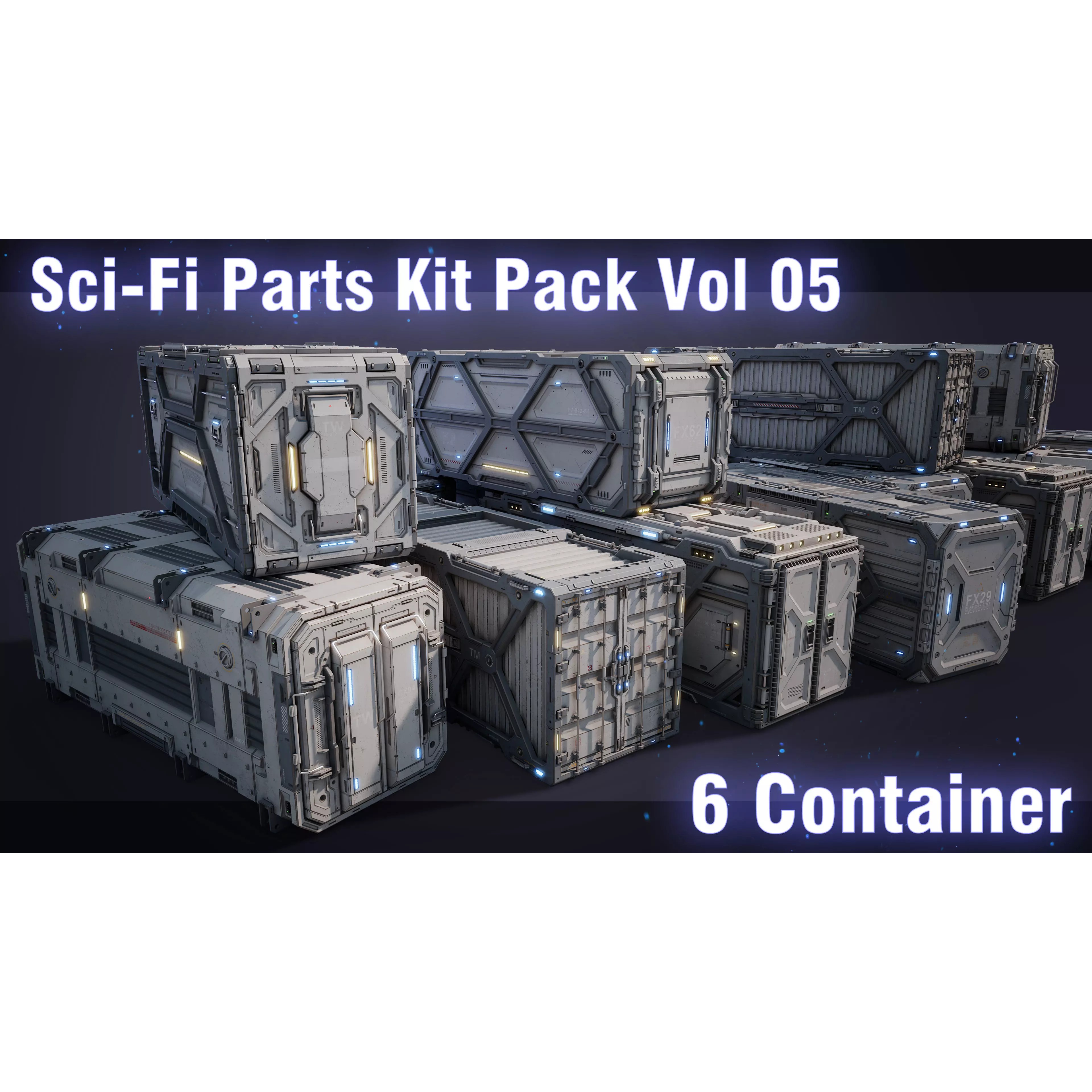 Sci-Fi Parts Kit Pack Vol 05 - Low-Poly Game-Ready 3D Model - View 2