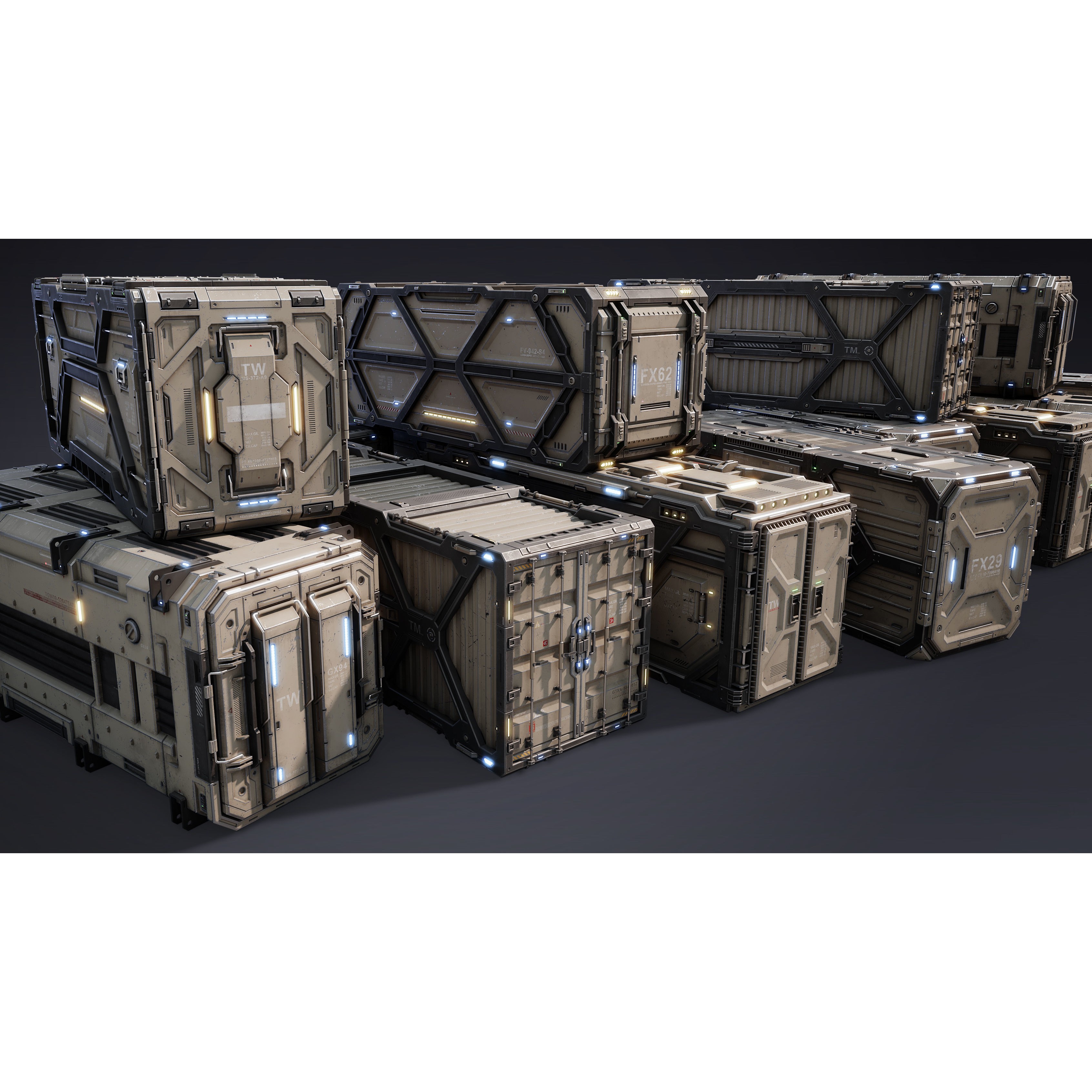 Sci-Fi Parts Kit Pack Vol 05 - Low-Poly Game-Ready 3D Model - View 3