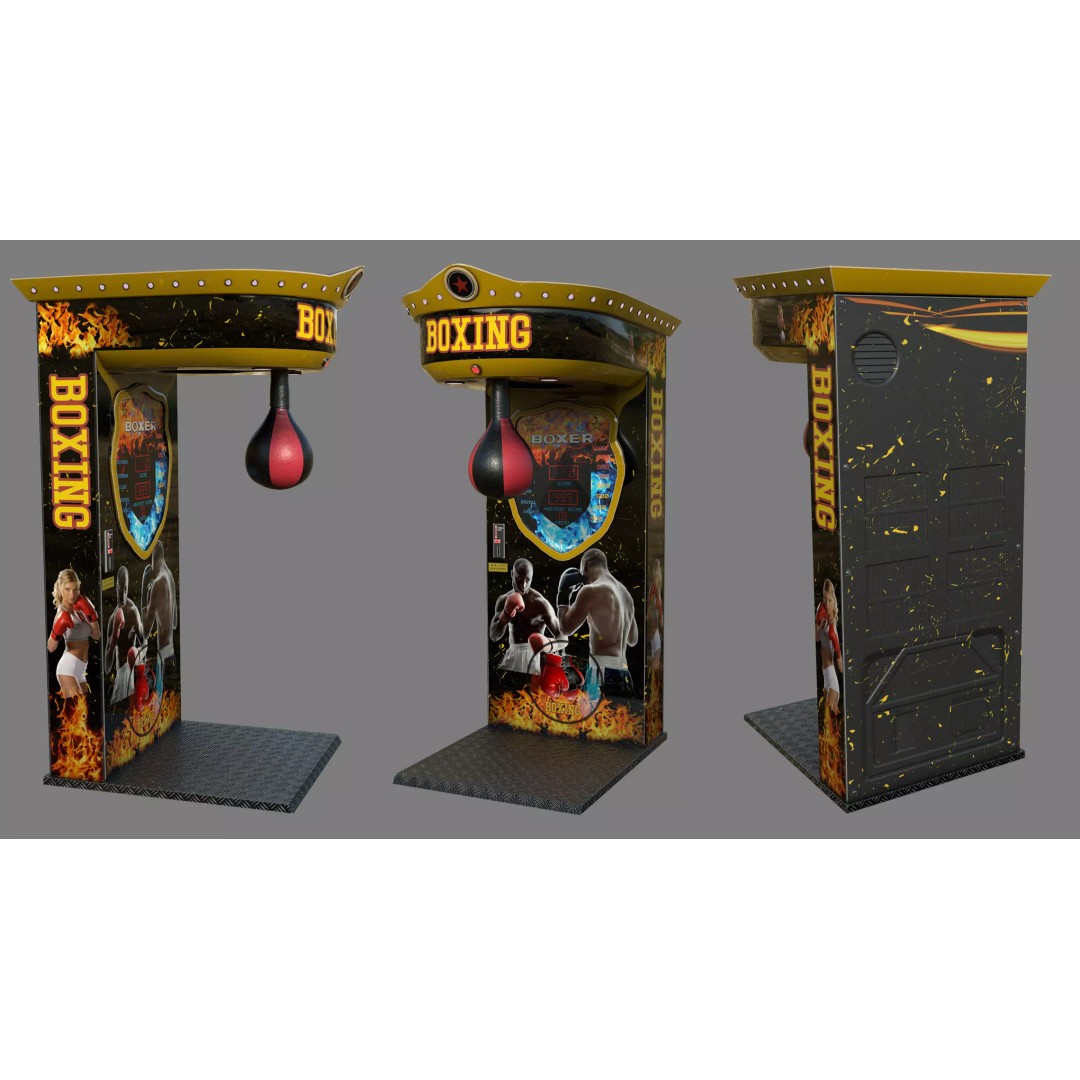 Boxer Arcade Machine 3D Model – High Poly Game Asset, FBX, PBR Textures - View 2
