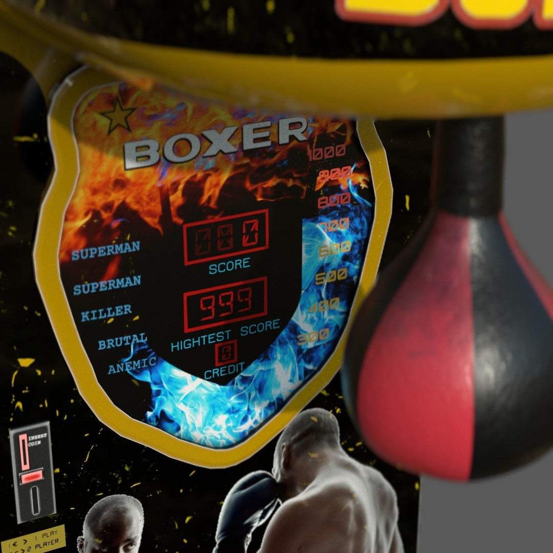 Boxer Arcade Machine 3D Model – High Poly Game Asset, FBX, PBR Textures - View 6