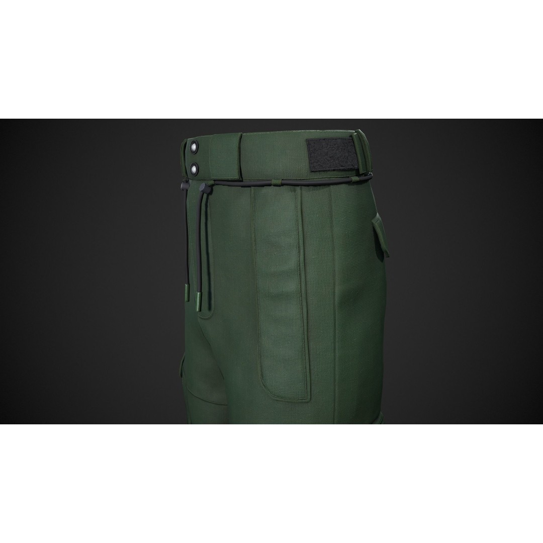 Green Snowboard Pants 3D Model – Low Poly PBR Asset, FBX/Blender - View 11