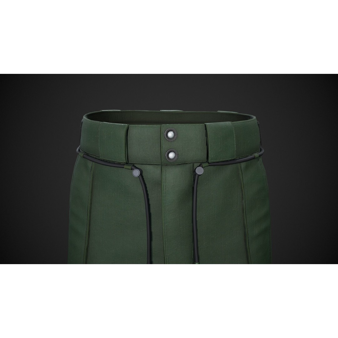 Green Snowboard Pants 3D Model – Low Poly PBR Asset, FBX/Blender - View 12